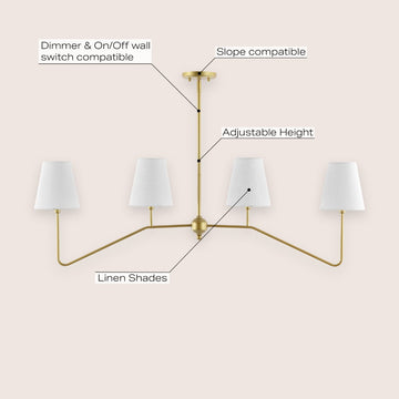 Signe 47.5" 4-Light Classic Minimalist Iron Linear LED Pendant - JONATHAN Y